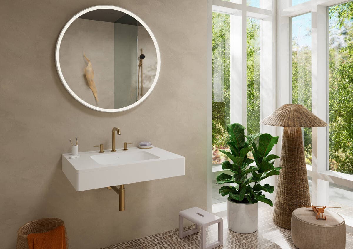 Mélangeur de lavabo 3 trous Hansgrohe Tecturis S 150 avec bonde Push-Open en bronze brossé - vue 3