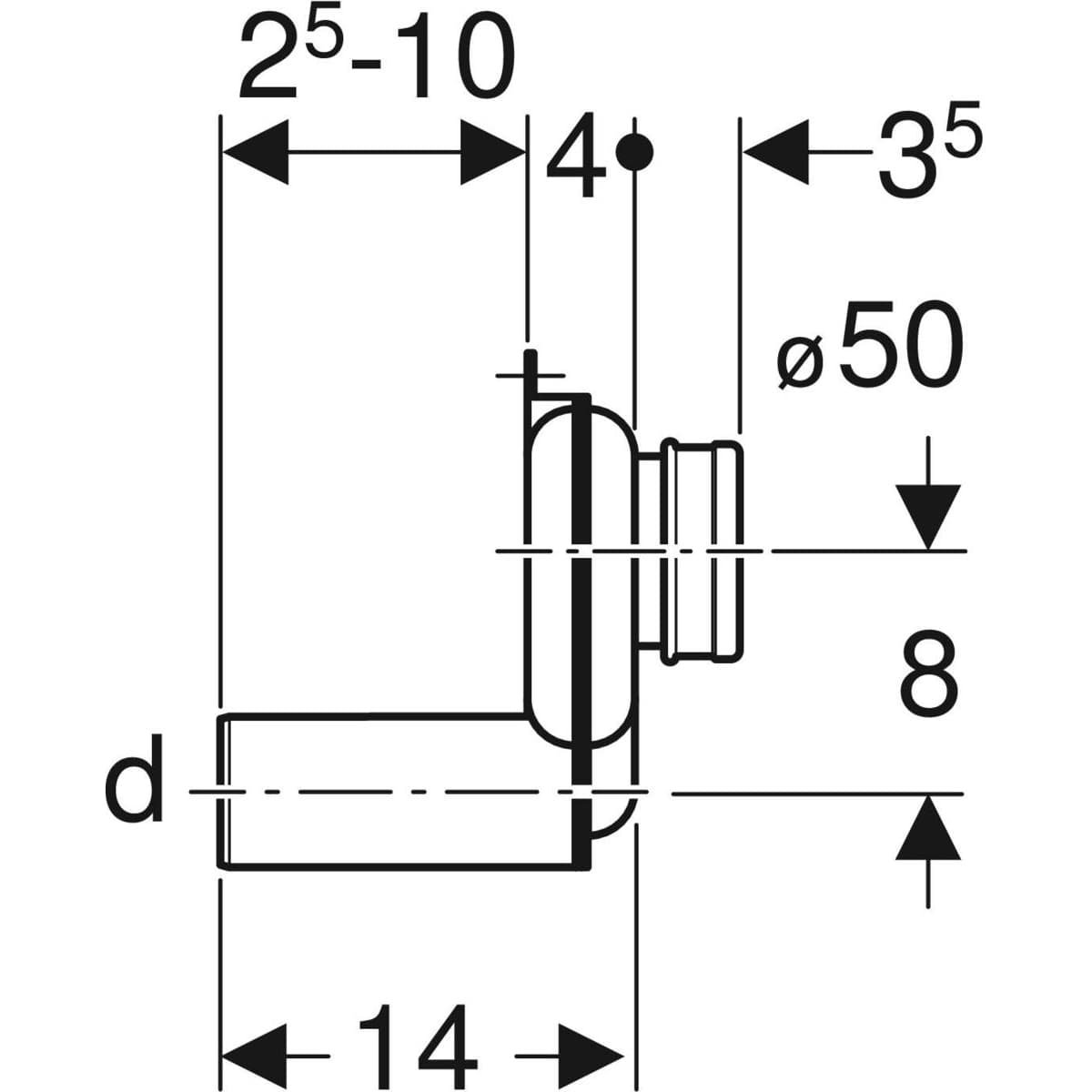 Siphon d’urinoir Geberit sortie horizontale - vue 4
