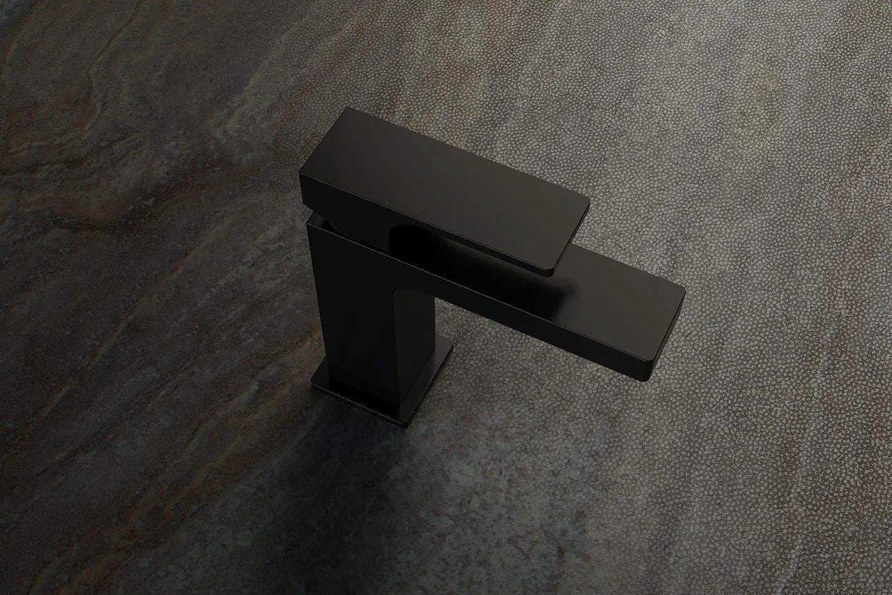 Mitigeur de lavabo Remer Absolute 114 avec tirette et vidage en laiton noir mat - vue 3