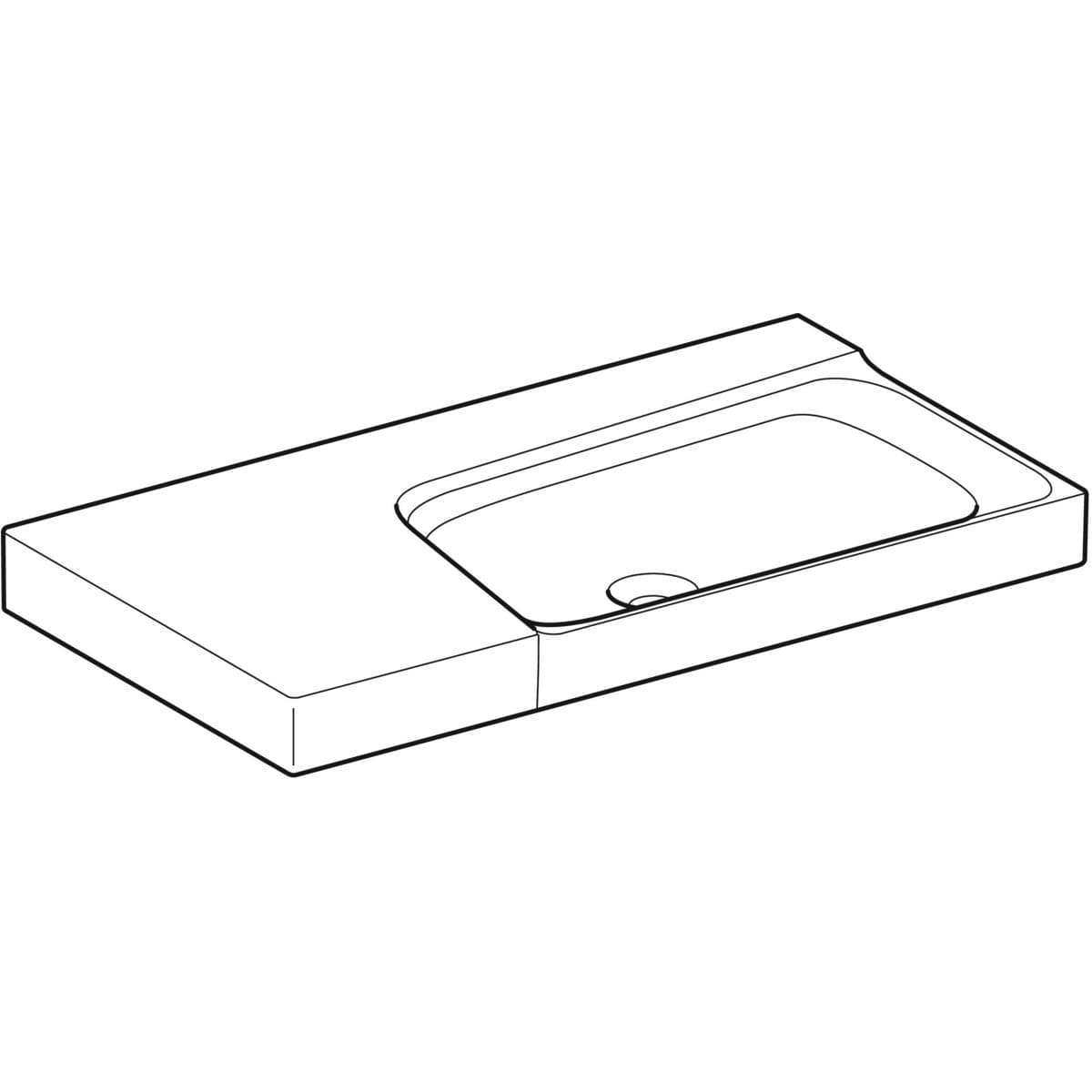 Plan-vasque Geberit Xeno² 90 cm avec espace de rangement à gauche et sans trou de robinetterie - vue 5
