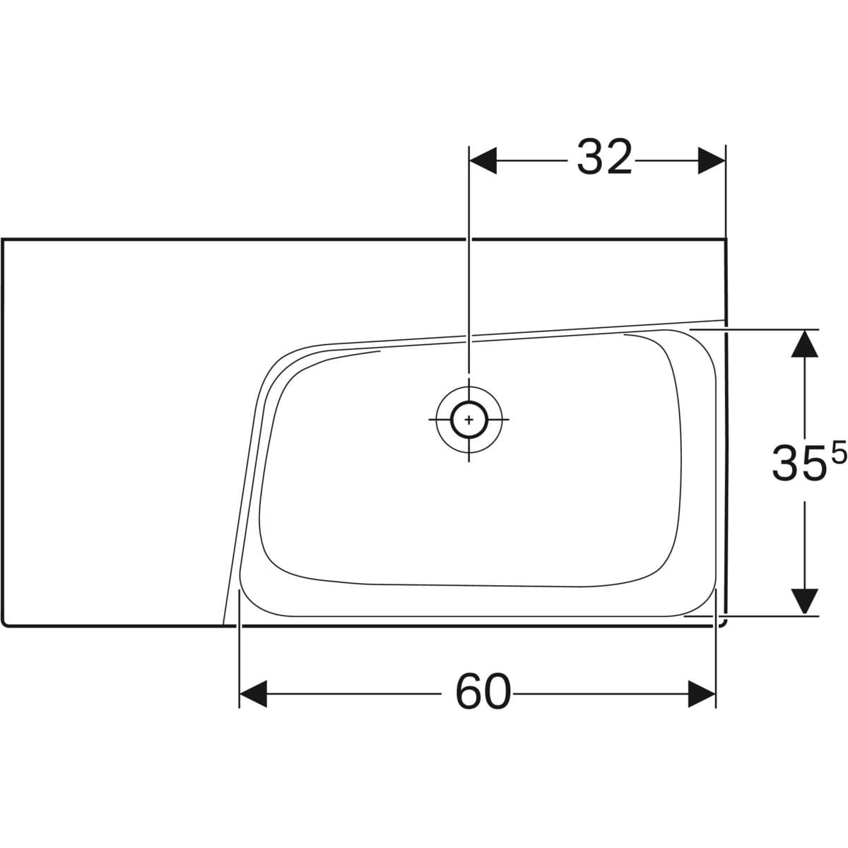 Plan-vasque Geberit Xeno² 90 cm avec espace de rangement à gauche et sans trou de robinetterie - vue 6