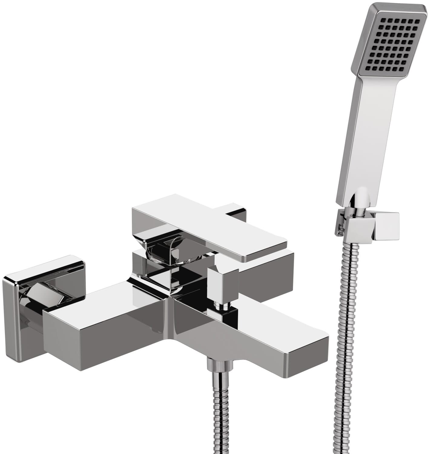 Mitigeur de bain / douche apparent Remer Absolute avec flexible, douchette et support articulé en laiton chromé