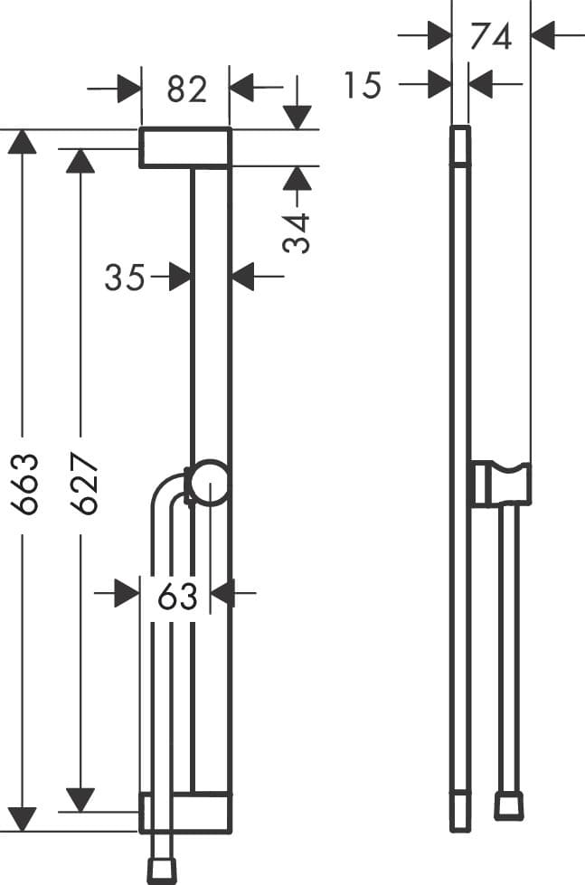 Barre de douche Hansgrohe Unica S Puro, avec support de douchette et flexible Isiflex 160 cm en bronze brossé - vue 3