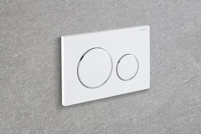Plaque de déclenchement Geberit Sigma20 / Blanc - anneaux design : chromé brillant