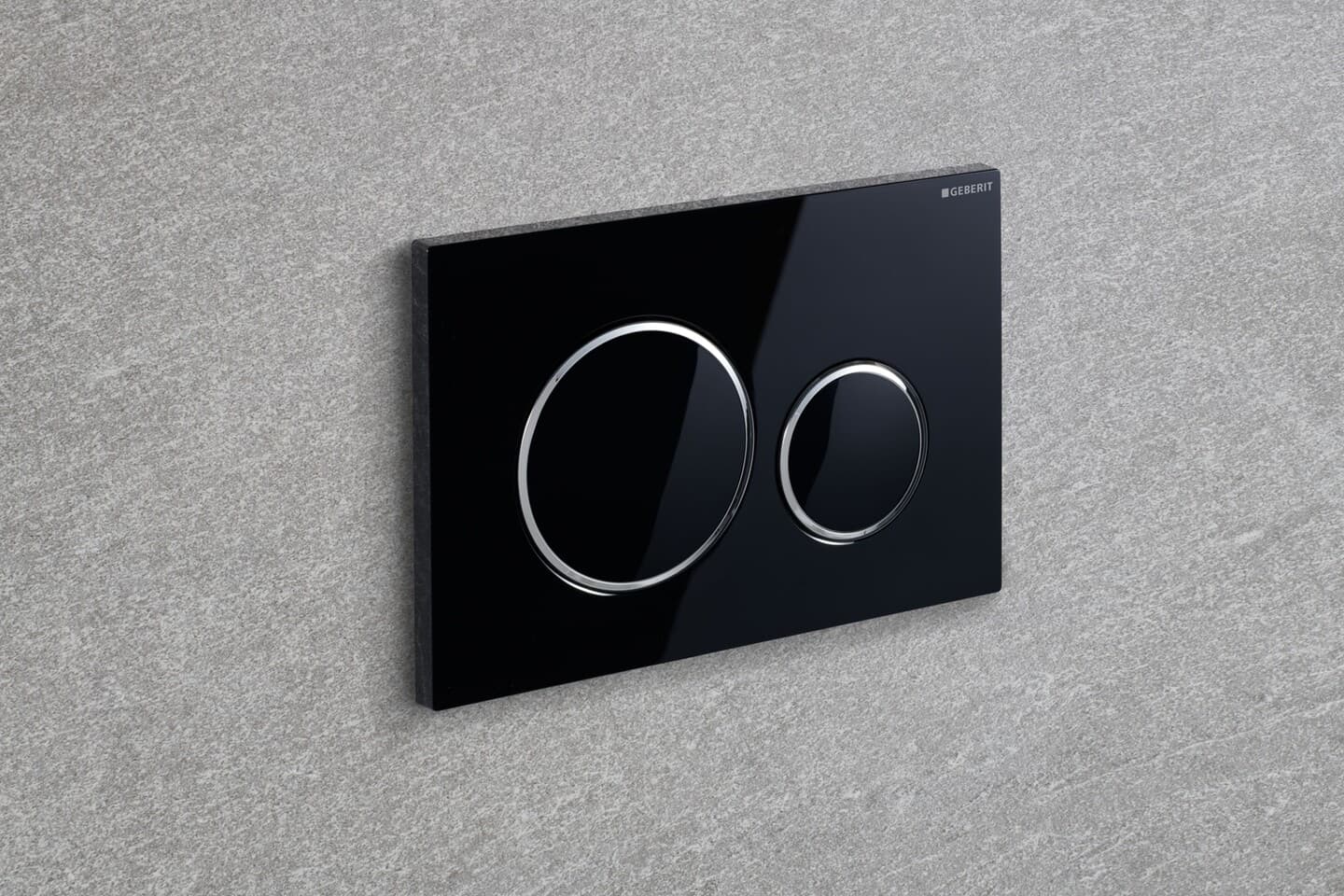 Plaque de déclenchement Geberit Sigma20 / Noir - anneaux design : chromé brillant