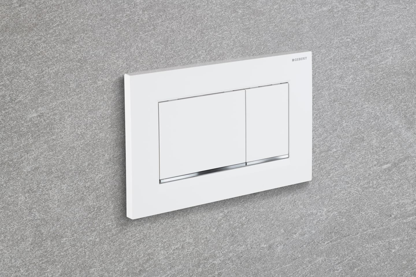 Plaque de déclenchement Geberit Sigma20 square / Blanc - bandes design : chromé brillant - vue 3