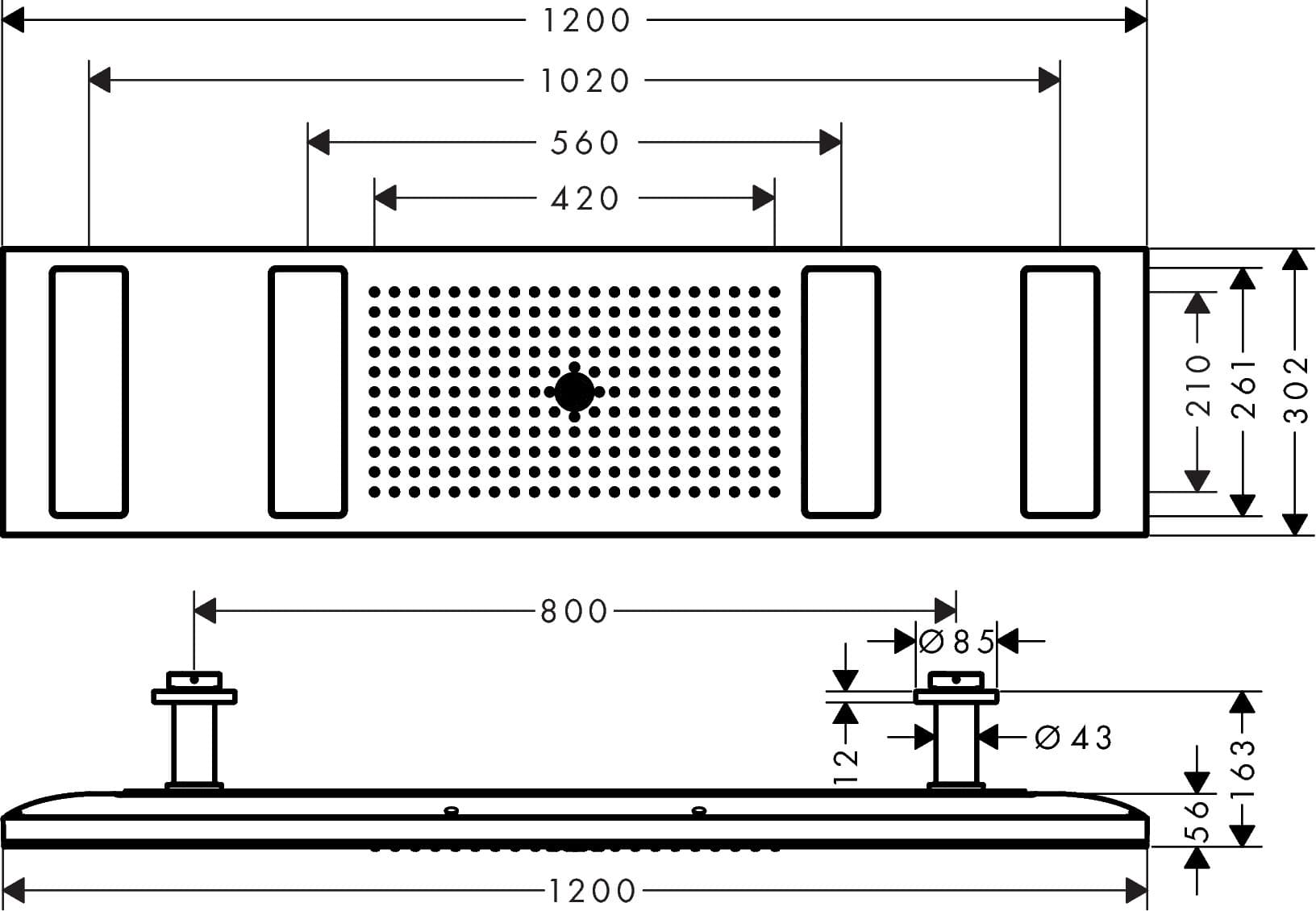 Douche de tête Axor ShowerSolutions 1200 avec éclairage, 4 jets avec raccord au plafond - vue 9