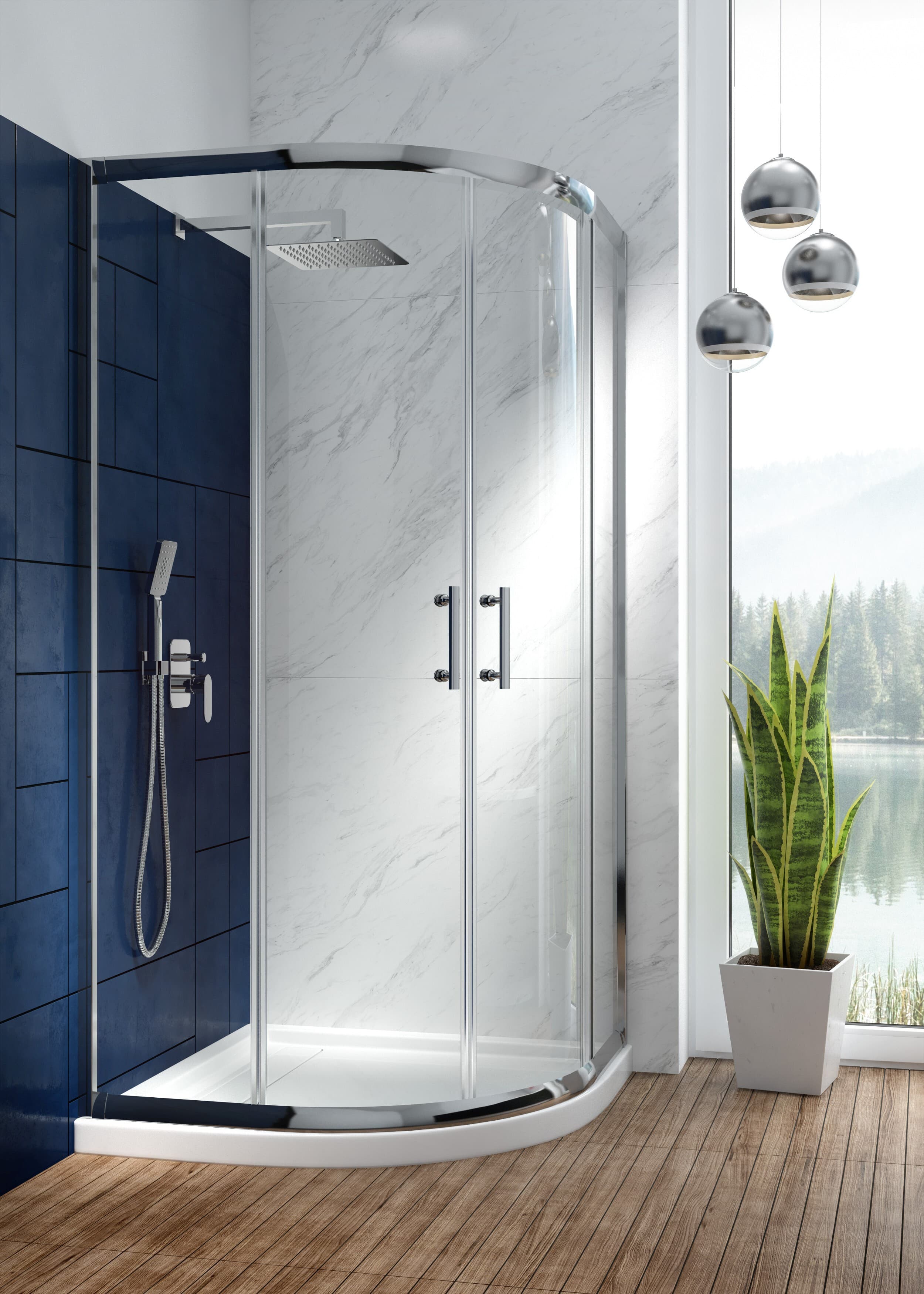 Ensemble de douche encastré Deante Alpinia 250 en chromé - vue 3