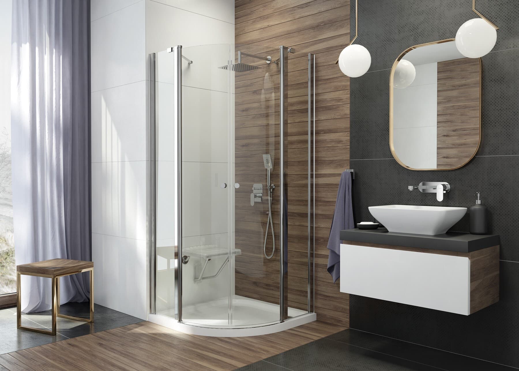 Ensemble de douche encastré Deante Alpinia 250 en chromé - vue 4