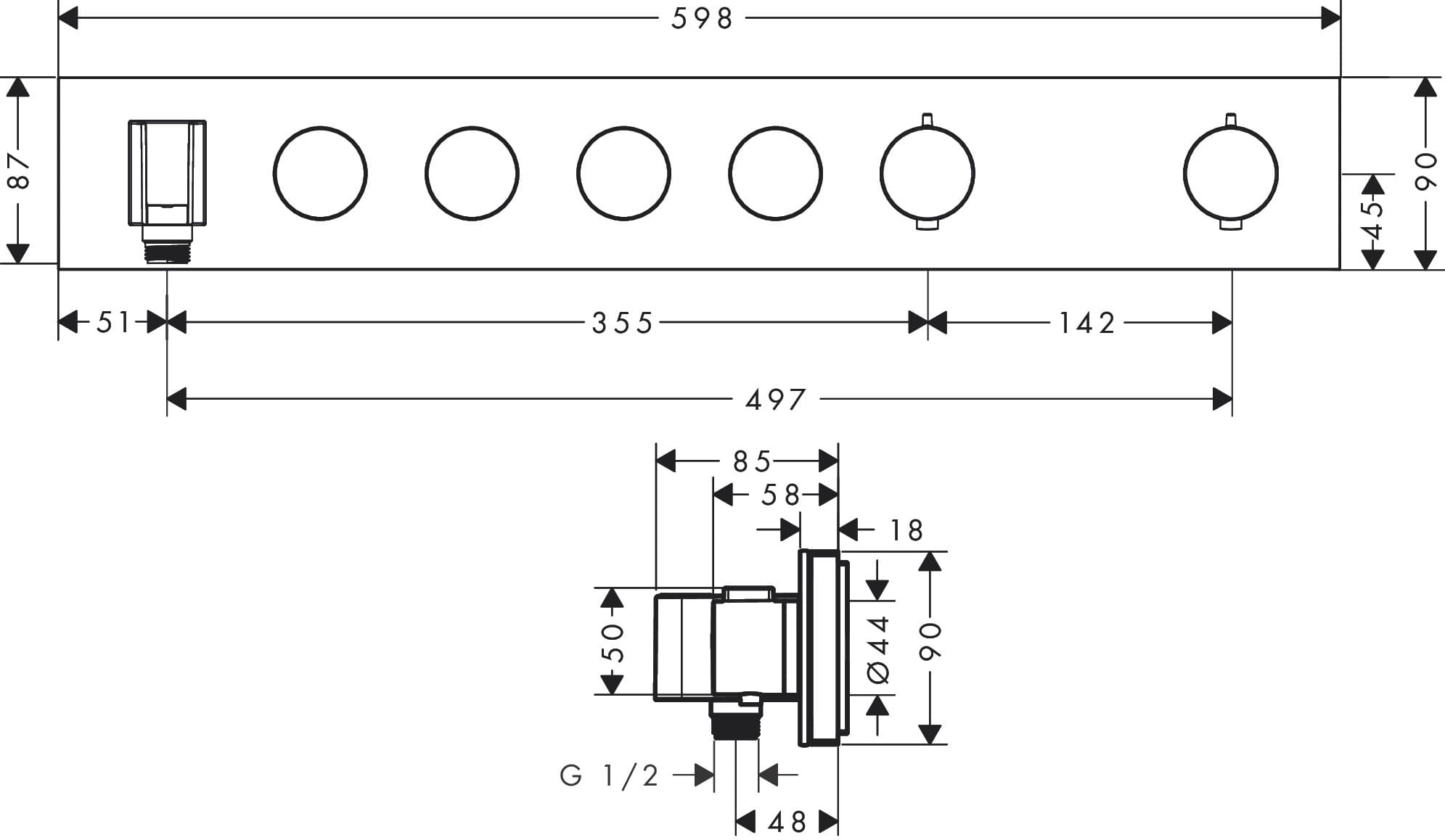 Module thermostatique encastré Axor ShowerSolutions avec 4 fonctions - vue 5