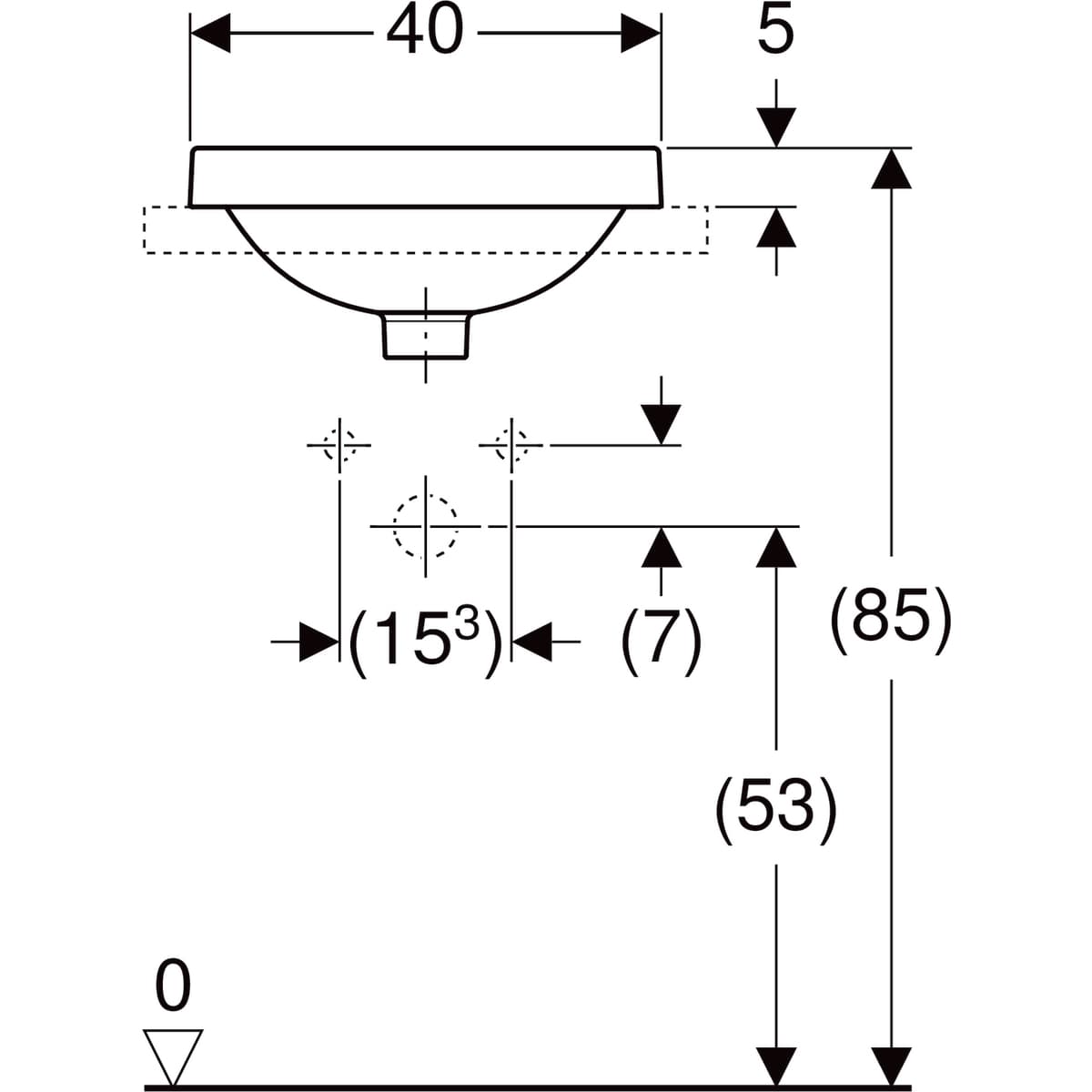 Vasque à encastrer Geberit VariForm ronde 40 cm avec trop-plein - vue 5