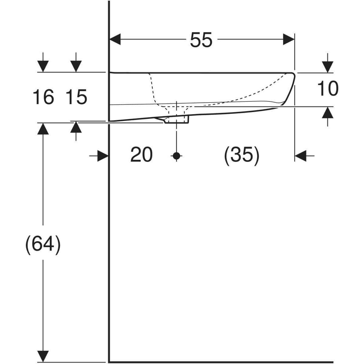 Lavabo Geberit Selnova Comfort 65 cm (adapté PMR) - vue 7