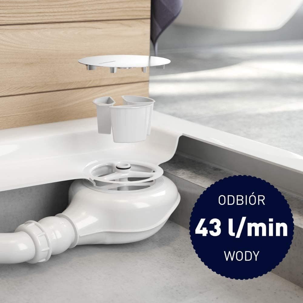 Bonde chromé Deante pour receveur de douche avec sortie 90 mm - débit d'évacuation 43 L/min - vue 3