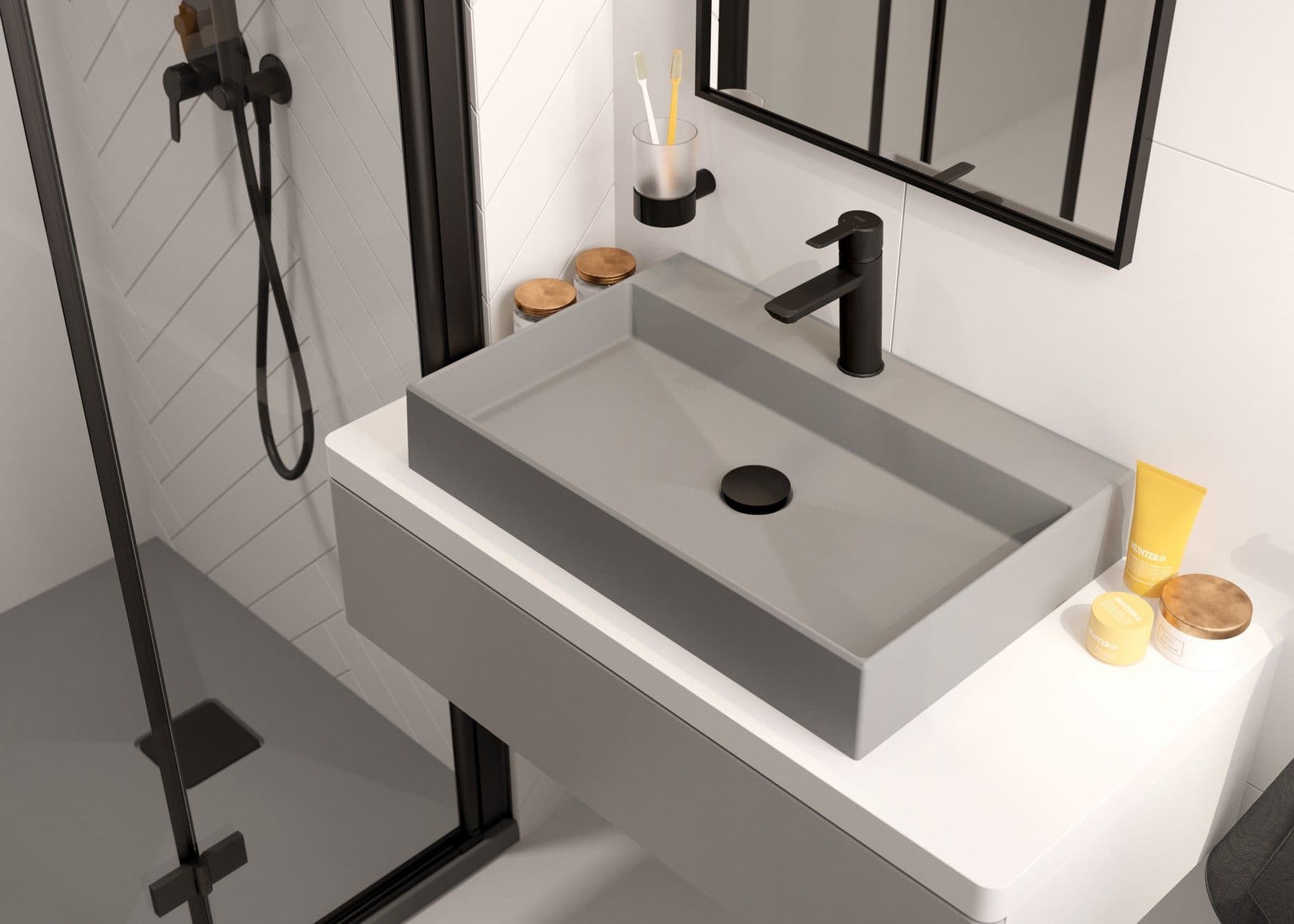 ​Mitigeur de lavabo Deante Arnika 100 sans bonde en noir mat - vue 7