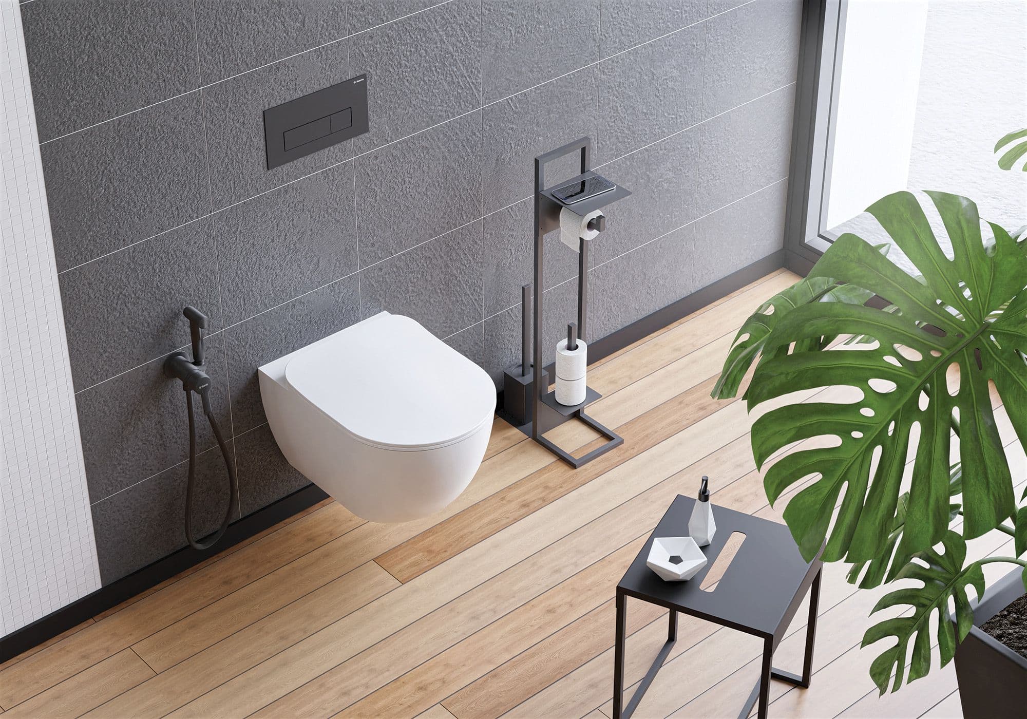 Ensemble hygiénique de WC avec mitigeur encastré Deante Arnika en noir mat avec flexible de 120 cm - vue 3