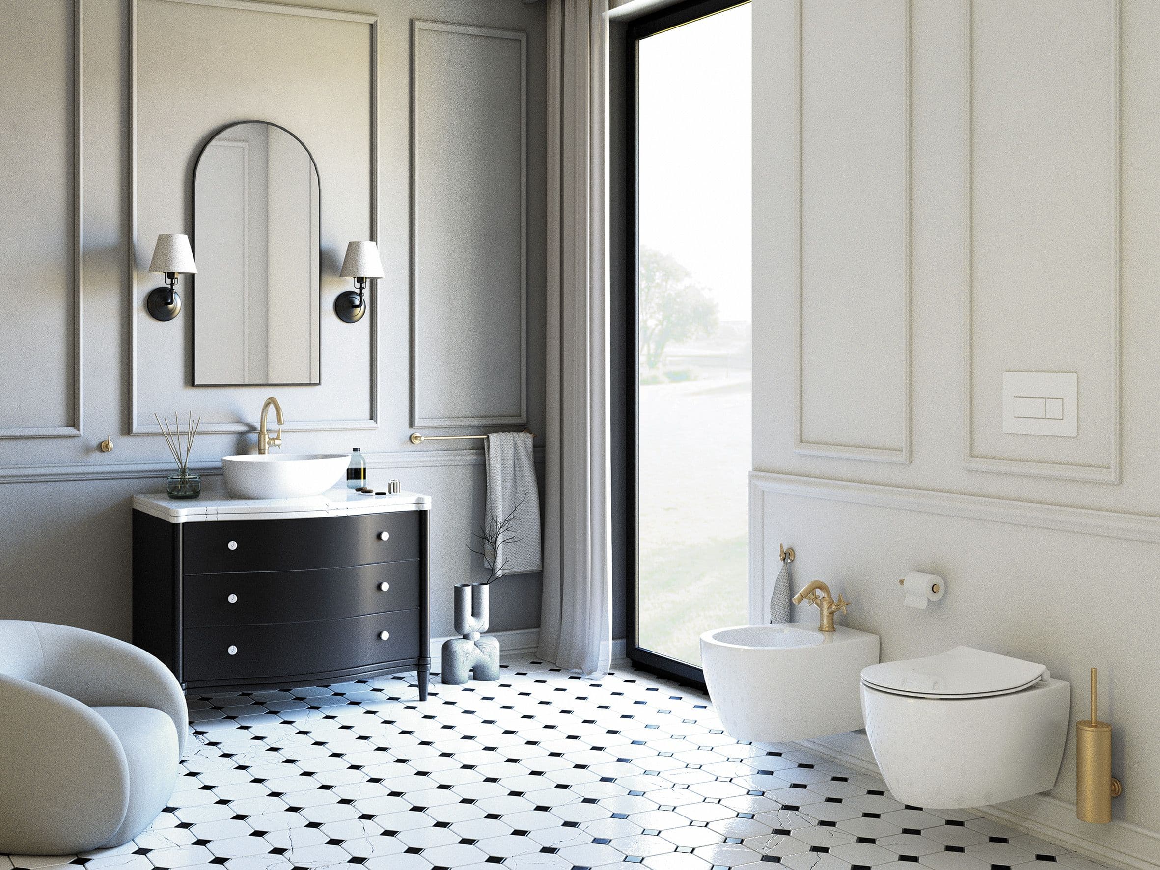 Mitigeur de lavabo rehaussé Deante Temisto 274 sans bonde en PVD laiton brossé - vue 3