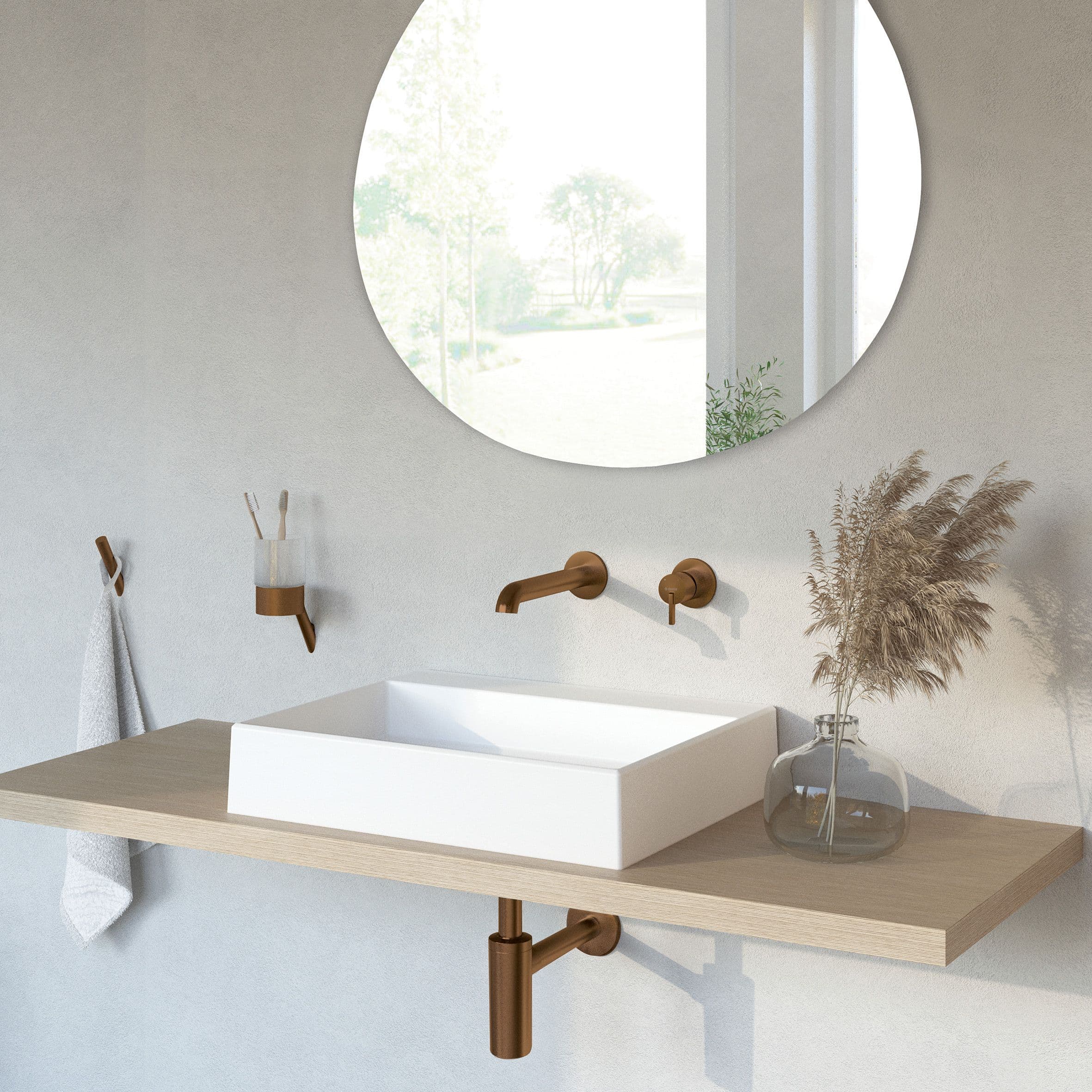 Siphon de lavabo Deante rond en PVD bronze brossé - vue 3