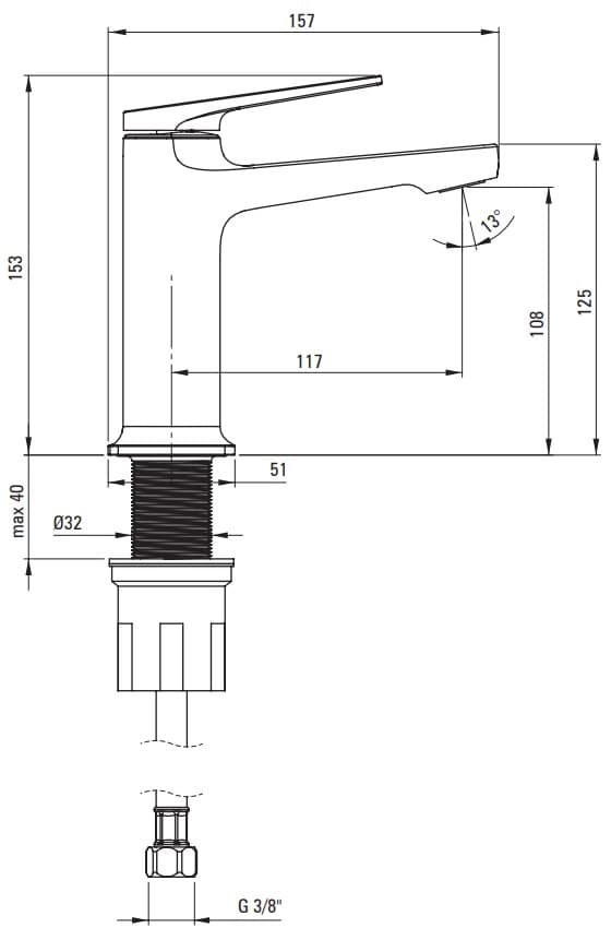 Mitigeur de lavabo Neo Ivo 100 sans bonde en chromé - vue 3