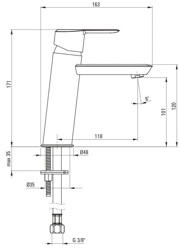 ​Mitigeur de lavabo Deante Arnika 100 sans bonde en PVD or brossé - vue 7