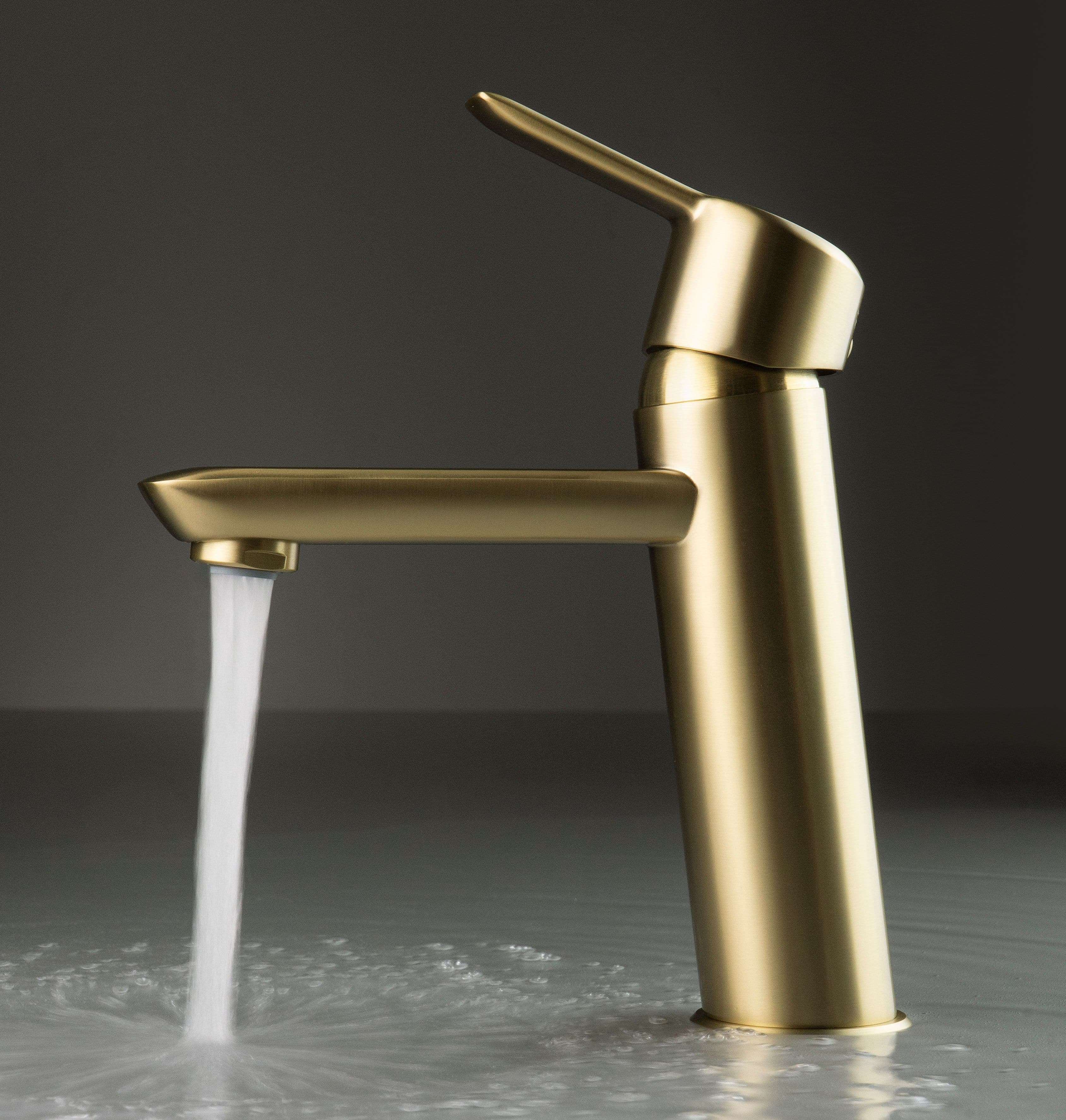 ​Mitigeur de lavabo Deante Arnika 100 sans bonde en PVD or brossé - vue 4