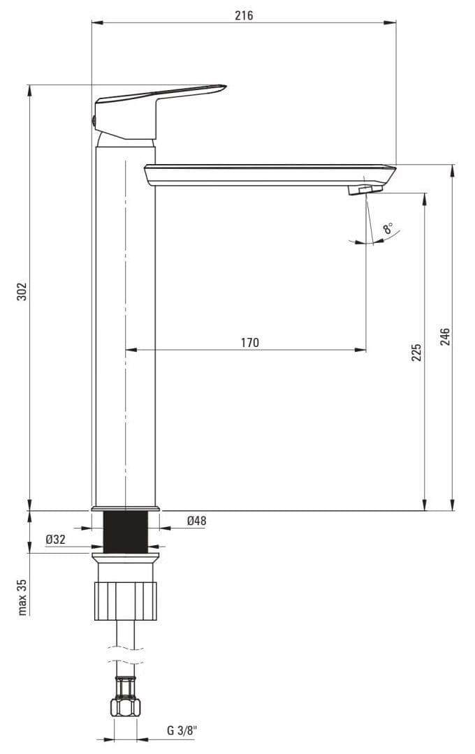 Mitigeur de lavabo rehaussé Deante Arnika 225 sans bonde en PVD or brossé - vue 11