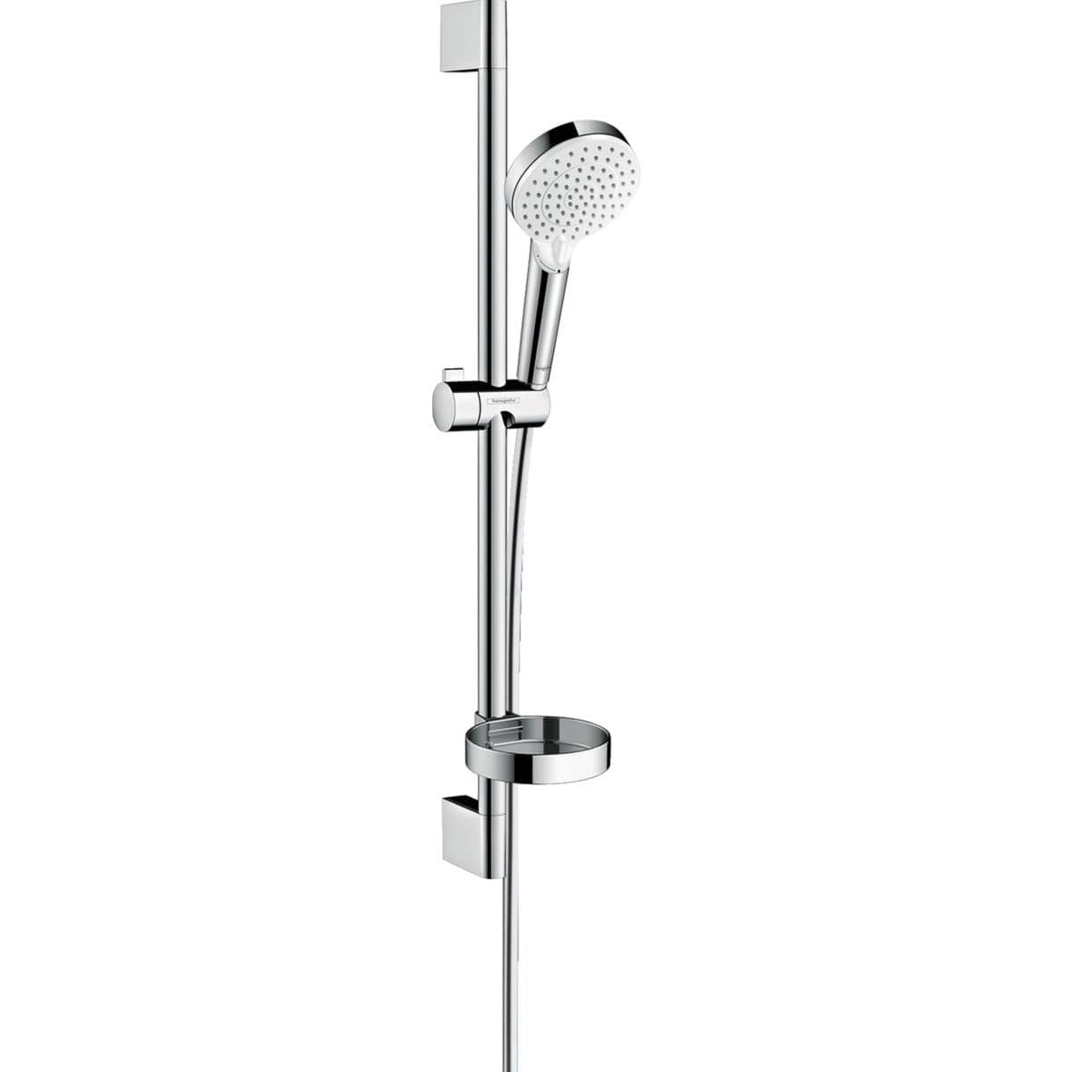 Barre de douche Hansgrohe avec douchette à main Crometta Vario 2 jets, flexible confortFlex 160 cm et porte-savon Casetta C