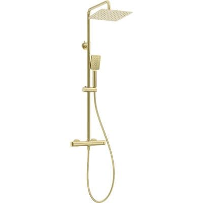 Colonne de douche carrée Deante 250 avec mitigeur thermostatique en PVD or brossé