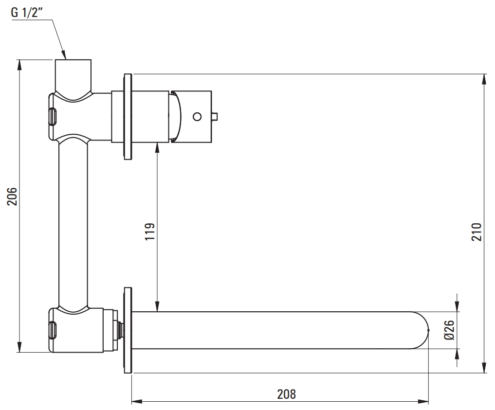 Mitigeur de lavabo encastré Deante Silia 208 mm sans bonde en noir mat - vue 3