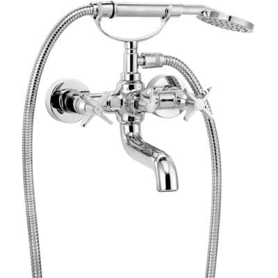 Mélangeur de bain / douche Deante Temisto avec flexible et douchette à main en chromé