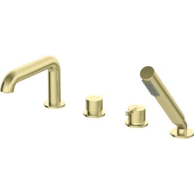 Mitigeur 4 trous pour montage sur bord de baignoire Deante Silia en PVD or brossé