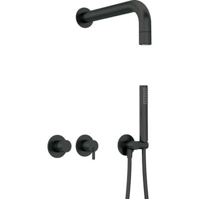 Ensemble de douche encastré Deante Silia avec douche de tête fixe en noir mat