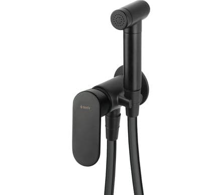 Ensemble hygiénique de WC avec mitigeur encastré Deante Alpinia en noir mat avec flexible de 80 cm