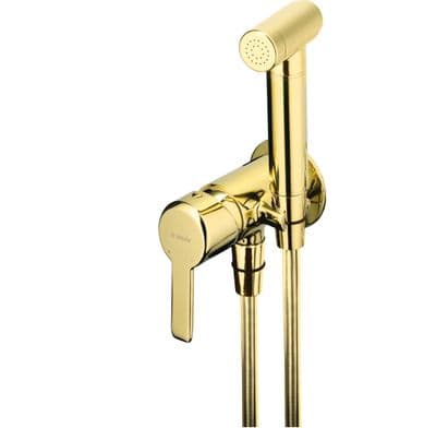 Ensemble hygiénique de WC avec mitigeur encastré Deante Arnika en PVD doré poli avec flexible de 120 cm