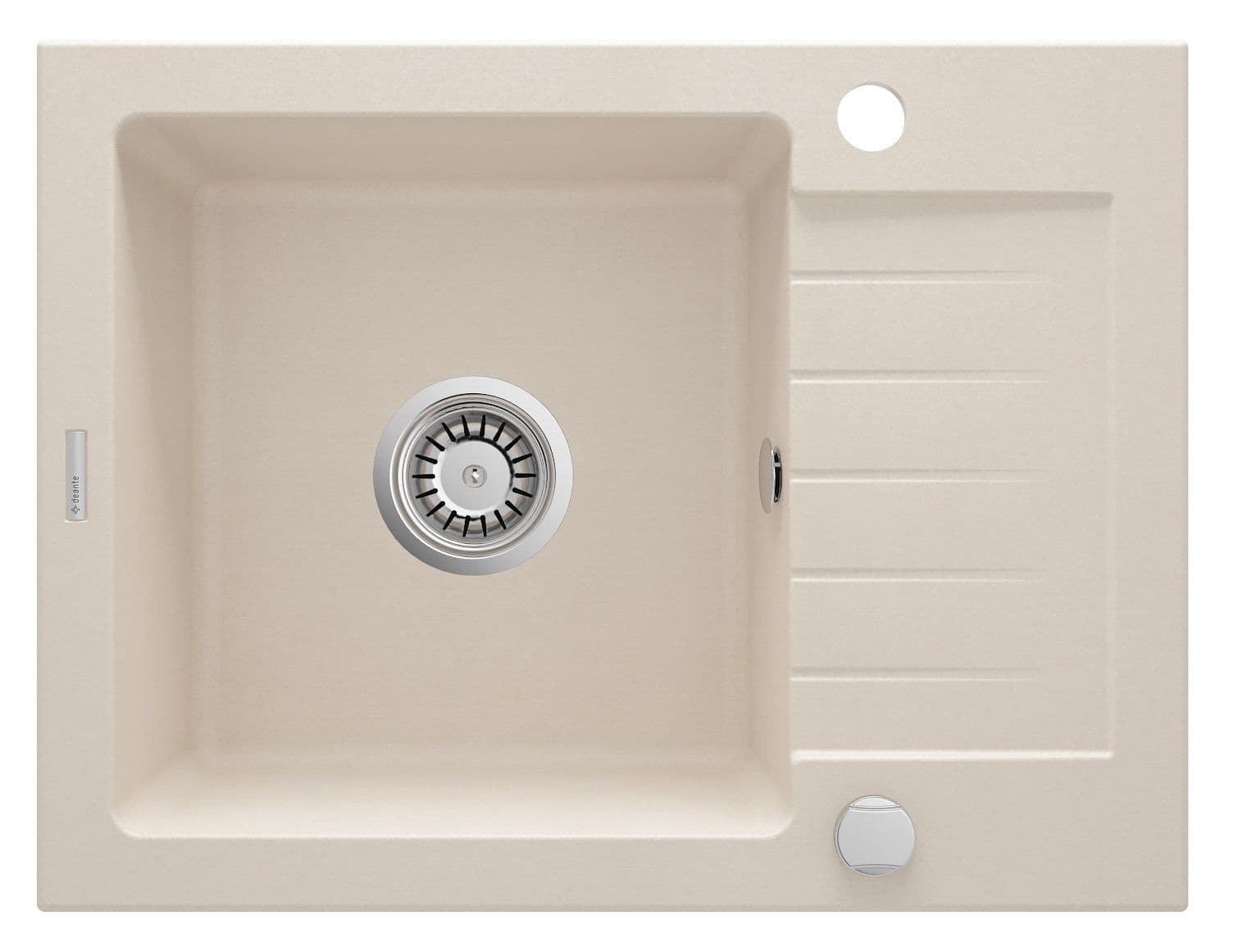 Évier de cuisine encastrable simple bac granit Deante Zorba 58 x 44 cm en beige avec vidage télescopique gain de place - vue 3