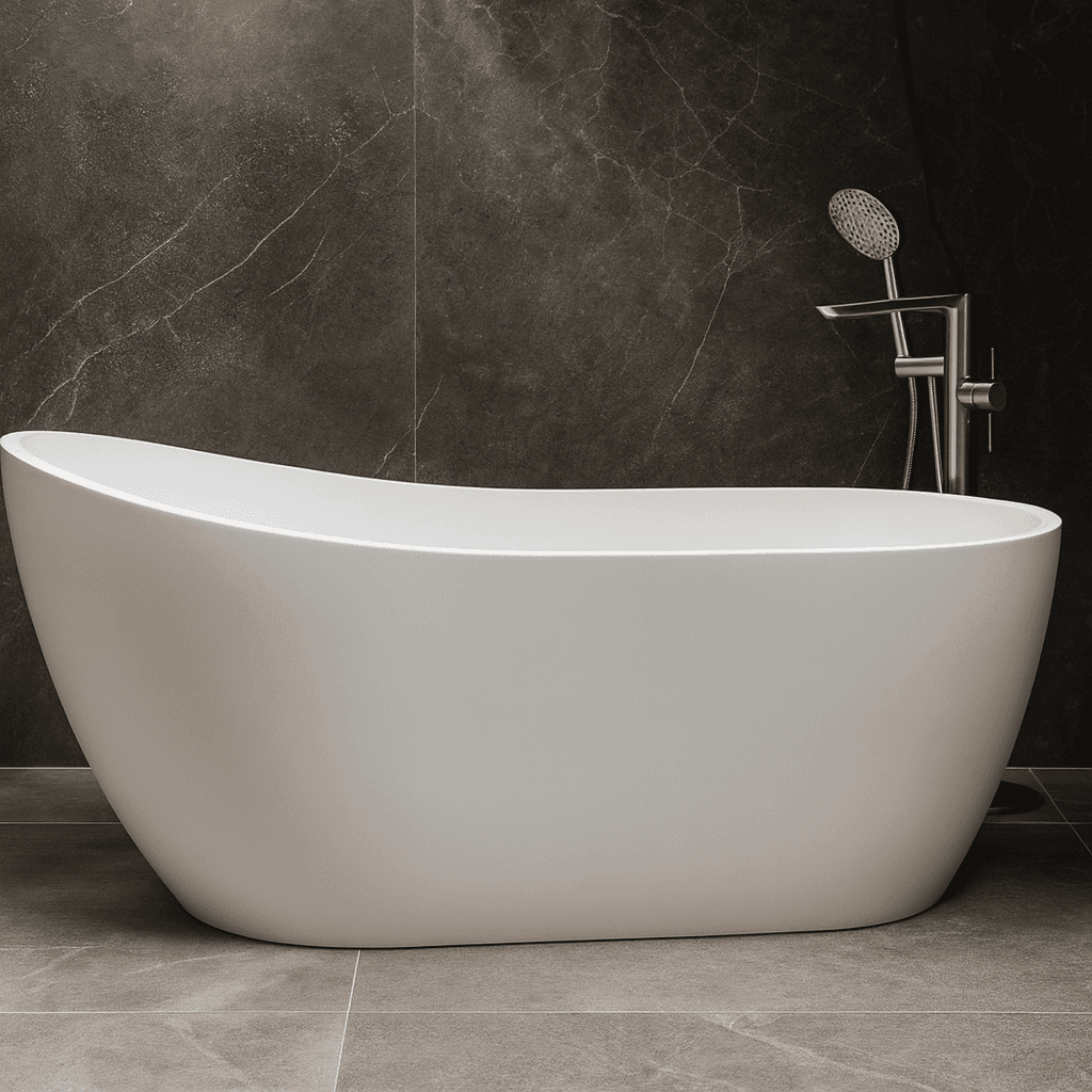 Baignoire en îlot acrylique asymétrique Deante Arnika PureOne - 170 x 72 cm - vue 3