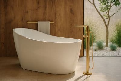 Baignoire en îlot acrylique asymétrique Deante Arnika PureOne - 170 x 72 cm