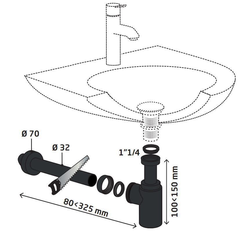 Siphon de lavabo Wirquin Linéis mini en noir mat - vue 5