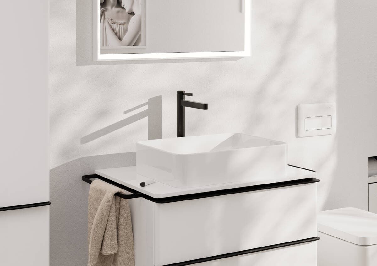 Mitigeur de lavabo Hansgrohe Finoris 260 CoolStart avec tirette et vidage en noir chromé brossé - vue 3