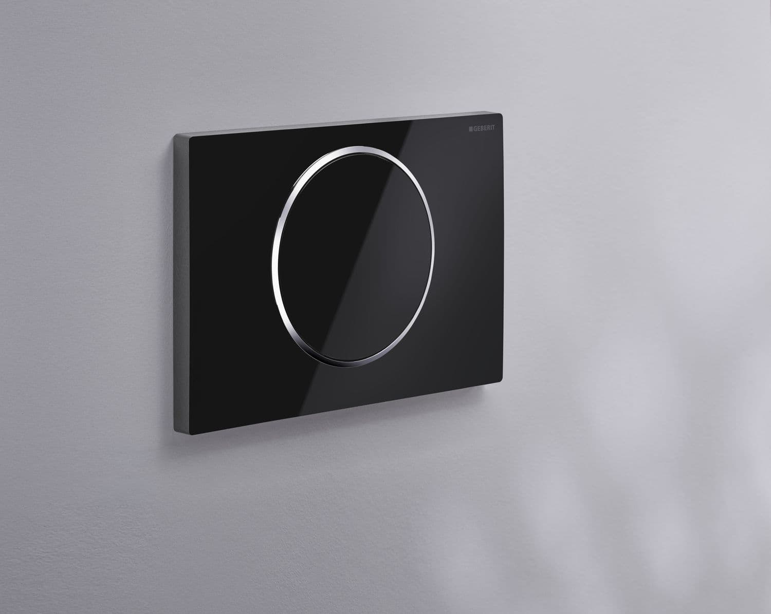 Plaque de déclenchement Geberit Sigma10 / Noir - anneau design : chromé brillant