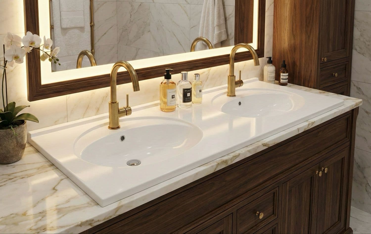 Plan-vasque double Lagune 150 cm