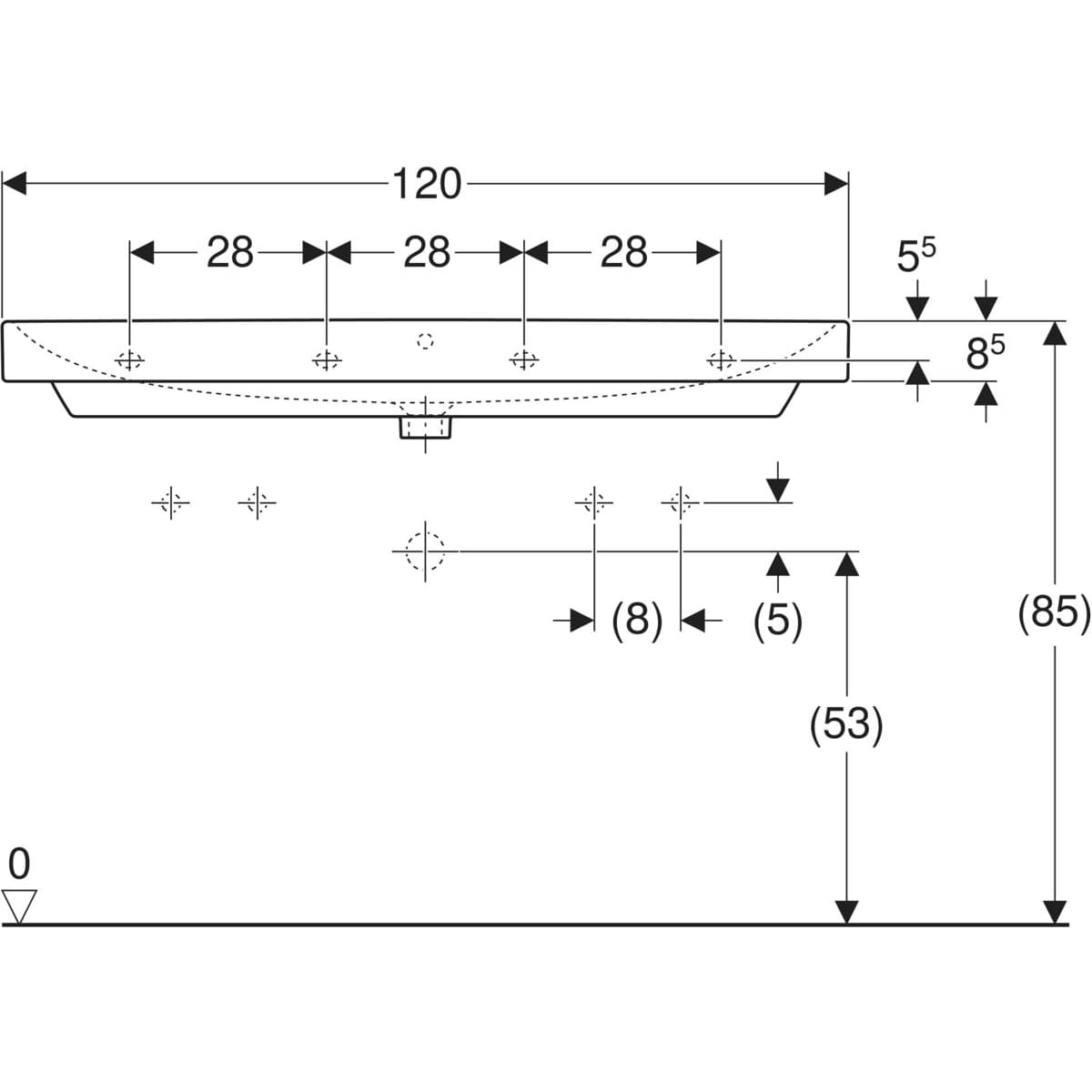 Plan-vasque Geberit Smyle Square 120 cm - vue 4
