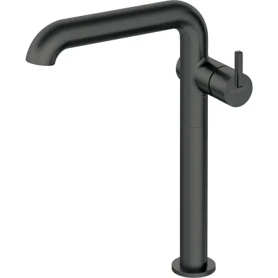 Mitigeur de lavabo rehaussé Deante Silia 265 sans bonde en noir mat