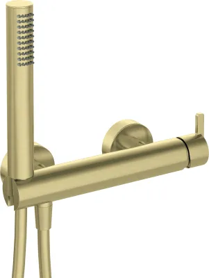 Mitigeur de douche Deante Silia avec support, flexible et douchette à main en PVD or brossé