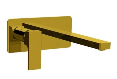 Mitigeur de lavabo à encastrer Remer Absolute avec un bec de 23 cm en laiton or brossé