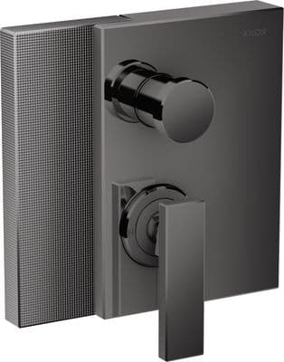 Set de finition pour mitigeur de bain / douche encastré AXOR Edge coupe diamant en noir chromé poli