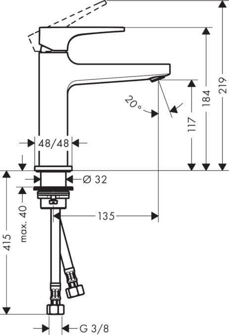 Mitigeur de lavabo Hansgrohe Metropol 110 en noir chromé brossé avec bonde push-open - vue 4