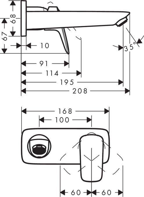 Mitigeur de lavabo encastré Hansgrohe 195 mm en laiton chromé - vue 4