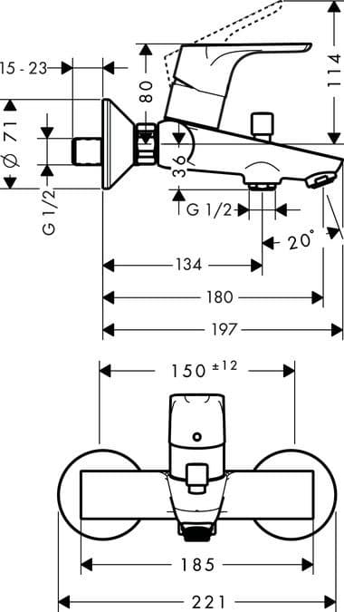Mitigeur de bain / douche Hansgrohe Focus - vue 4
