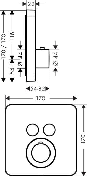 Set de finition pour mitigeur thermostatique encastré Axor ShowerSelect en acier inoxydable brossé - vue 3