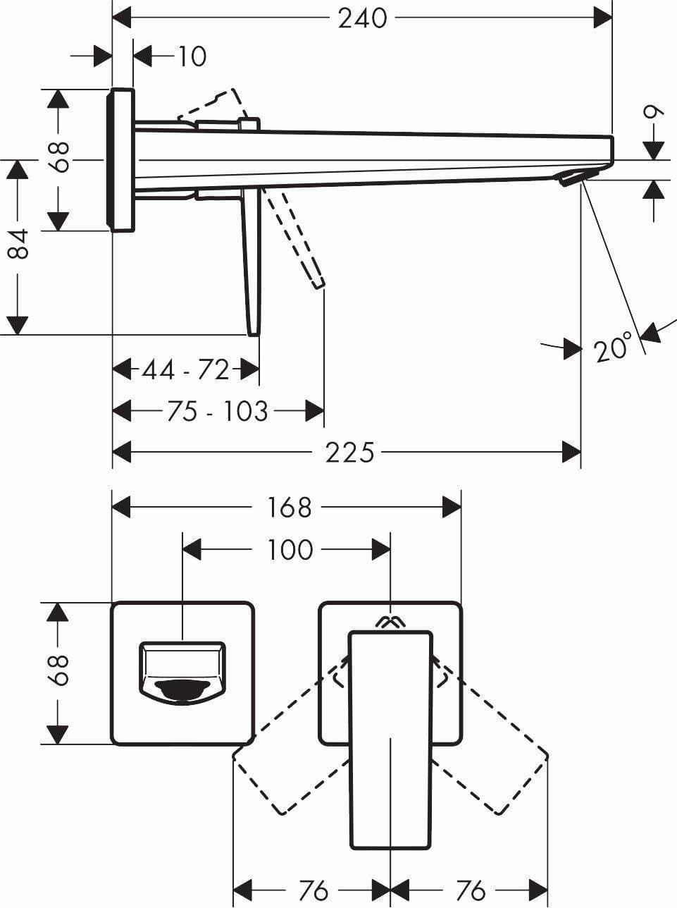 Mitigeur de lavabo encastré Hansgrohe Metropol 225 mm en doré poli - vue 4